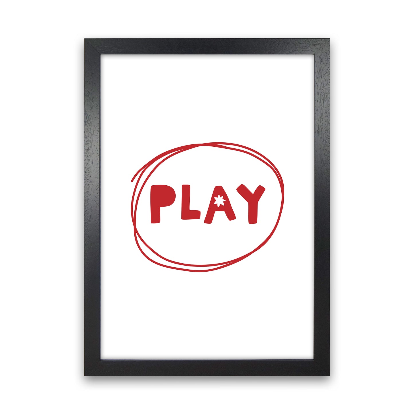 Play Red Super Scandi Art Print by Pixy Paper Black Grain