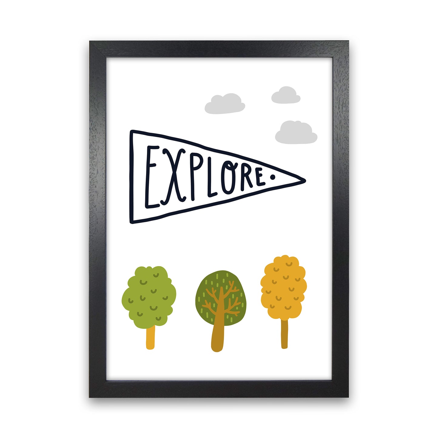 Little Explorer Sign Art Print by Pixy Paper Black Grain
