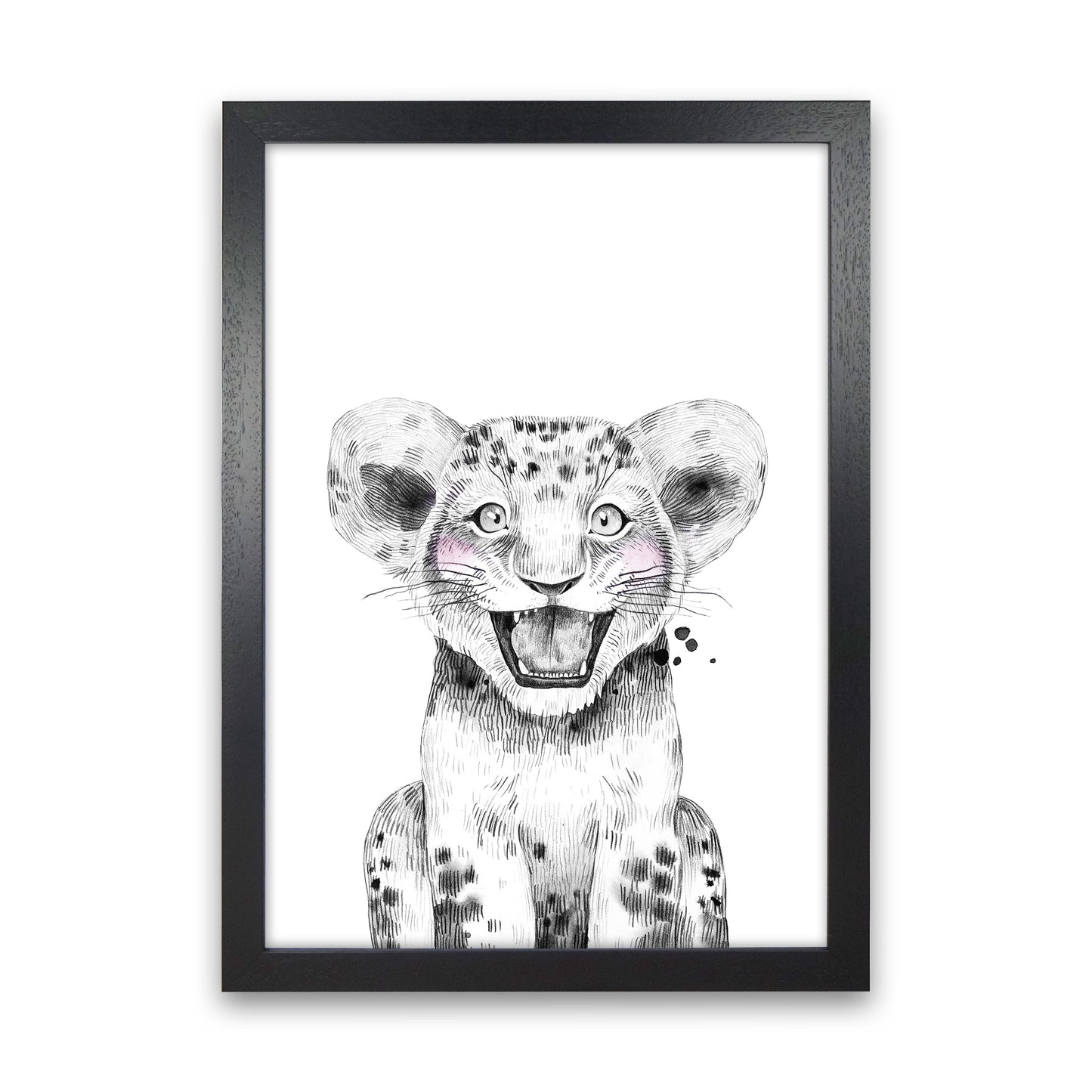 Safari Babies Tiger Art Print by Pixy Paper Black Grain