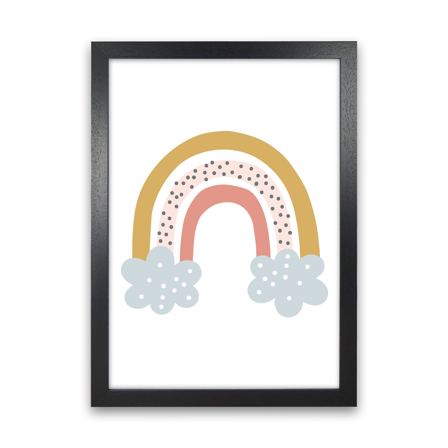 Rainbow With Clouds Art Print by Pixy Paper Black Grain