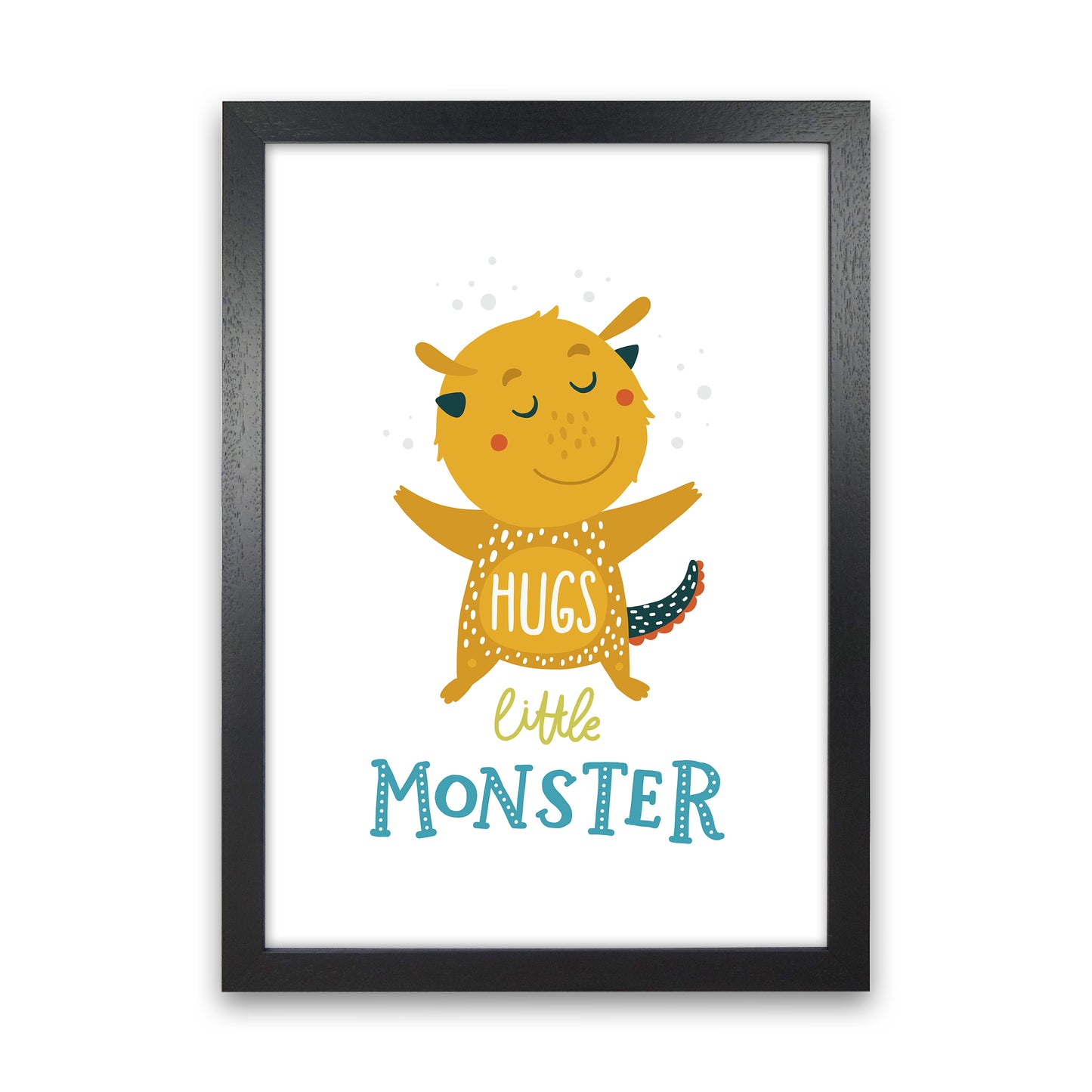 Little Monsters Hug Art Print by Pixy Paper Black Grain