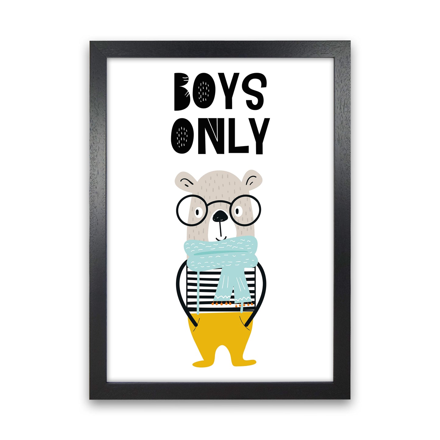 Boys Only Animal Pop Art Print by Pixy Paper Black Grain