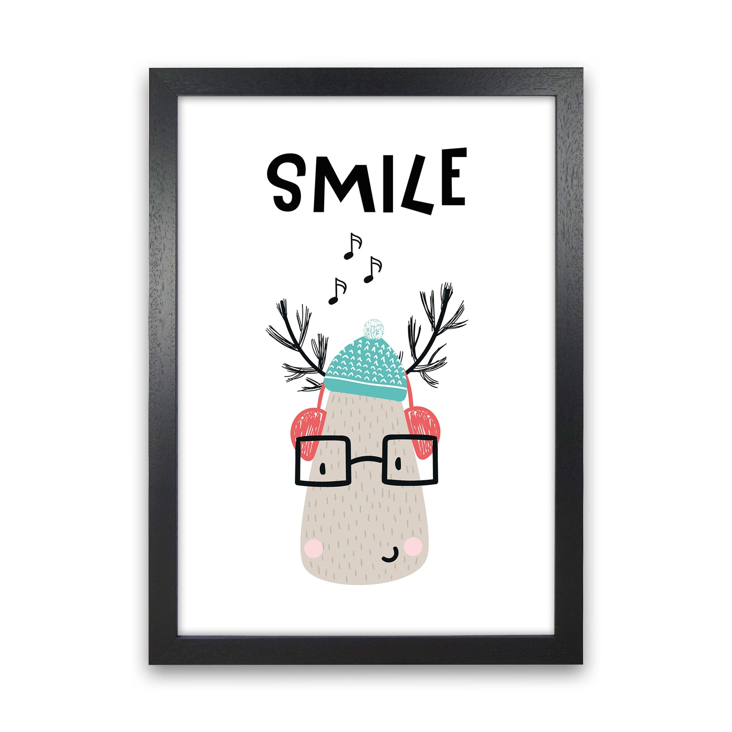 Smile Animal Pop Art Print by Pixy Paper Black Grain