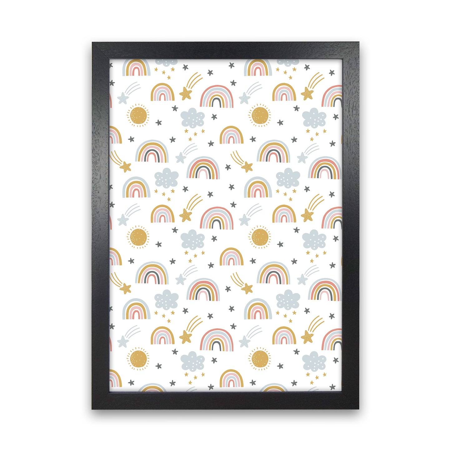 Rainbow Pattern Art Print by Pixy Paper Black Grain