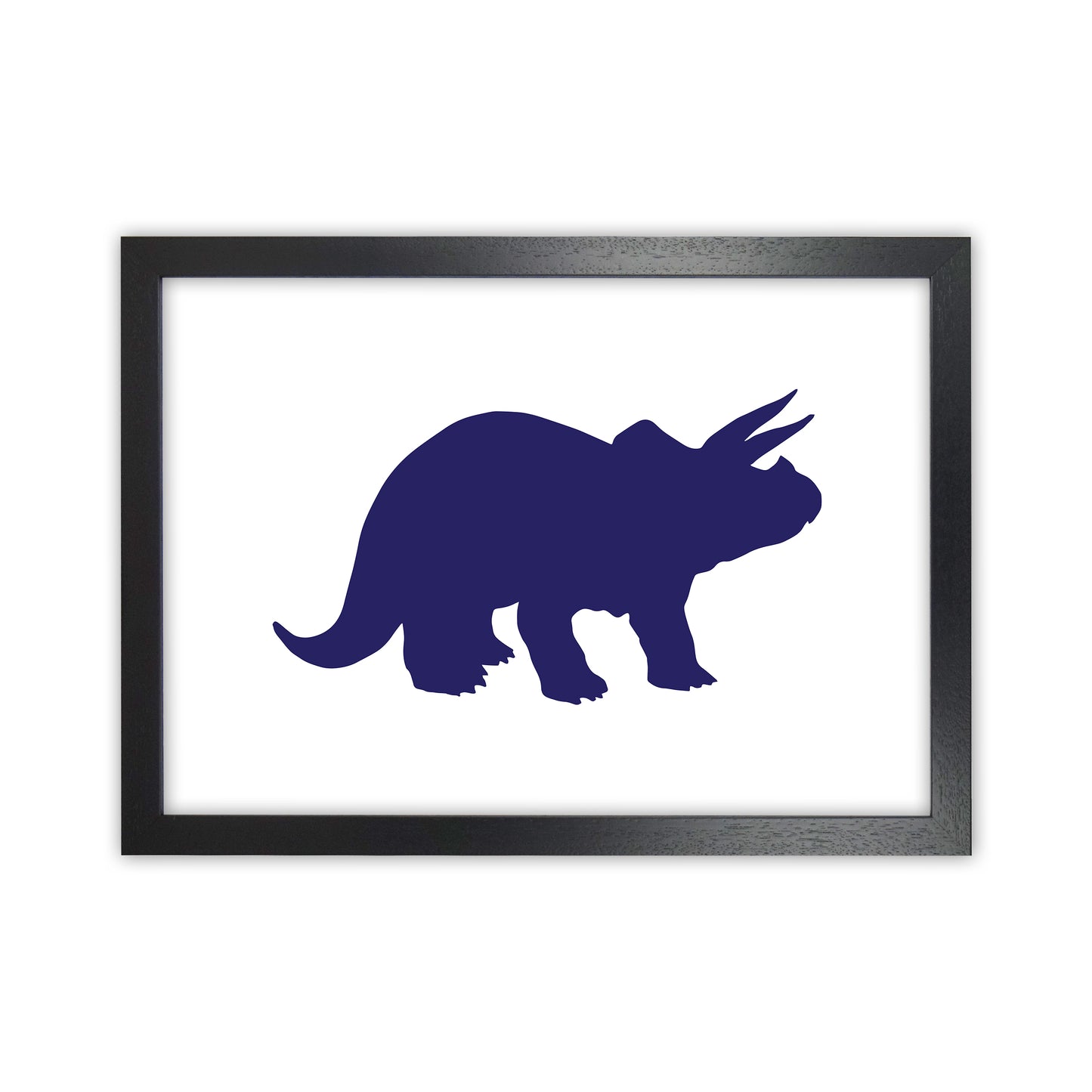 Triceratops Navy Art Print by Pixy Paper Black Grain
