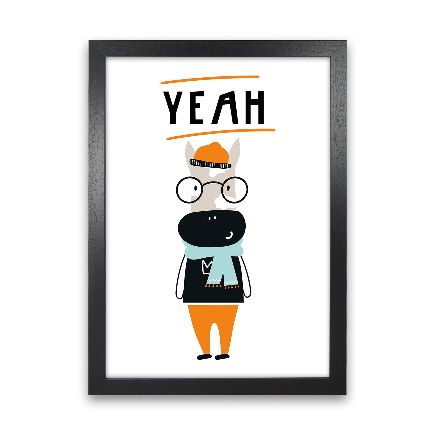 Yeah Animal Pop Art Print by Pixy Paper Black Grain