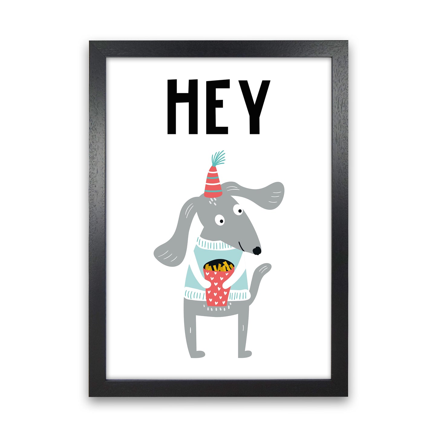Hey Animal Pop Art Print by Pixy Paper Black Grain