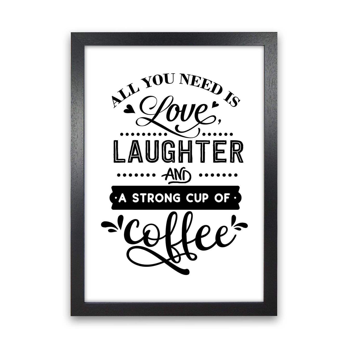 All You Need Is Love And Coffee Art Print by Pixy Paper Black Grain