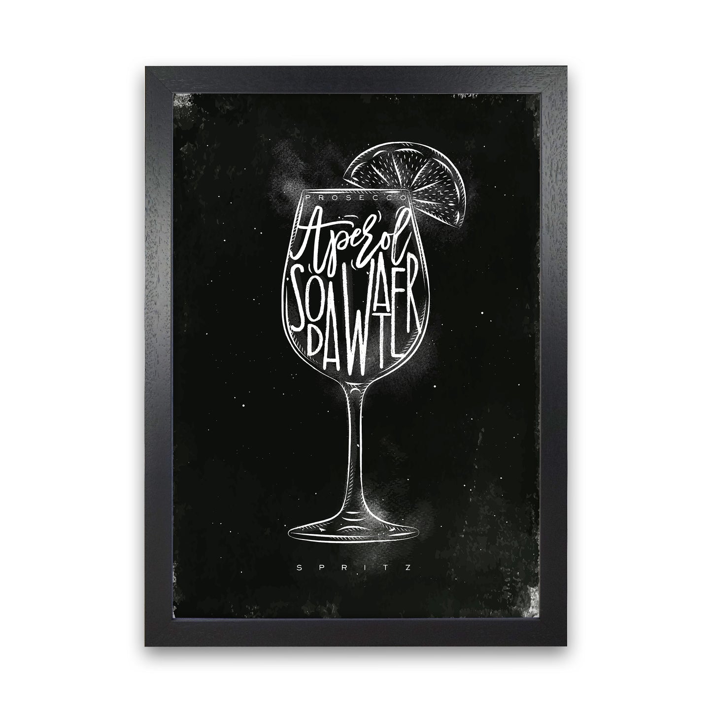 Prosecco Spritz Cocktail Black Art Print by Pixy Paper Black Grain