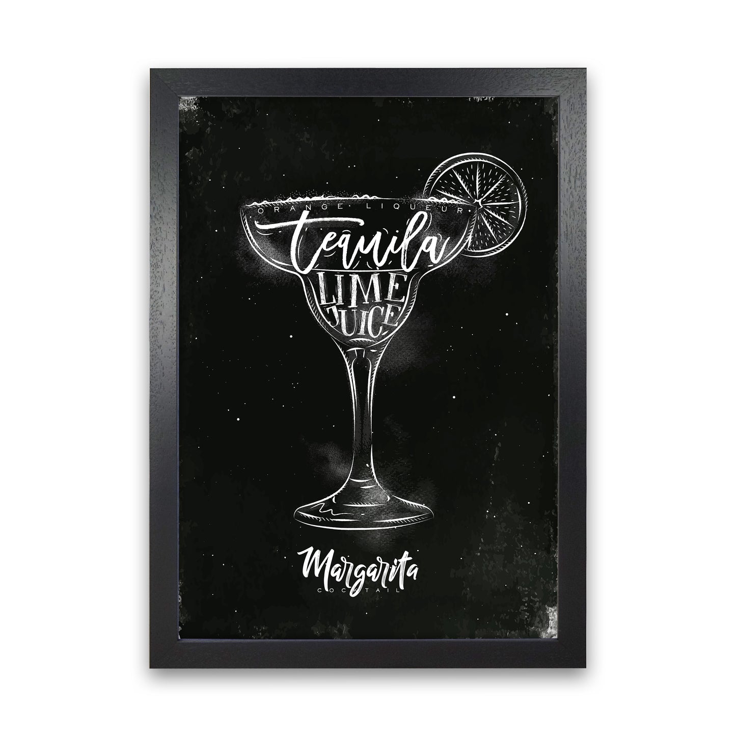 Margarita Cocktail Black Art Print by Pixy Paper Black Grain