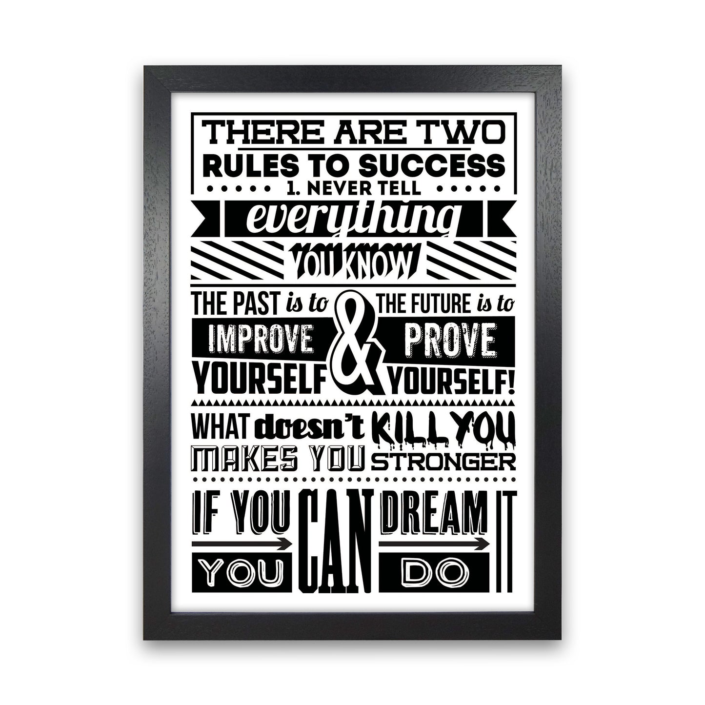 Rules To Success Vintage Art Print by Pixy Paper Black Grain