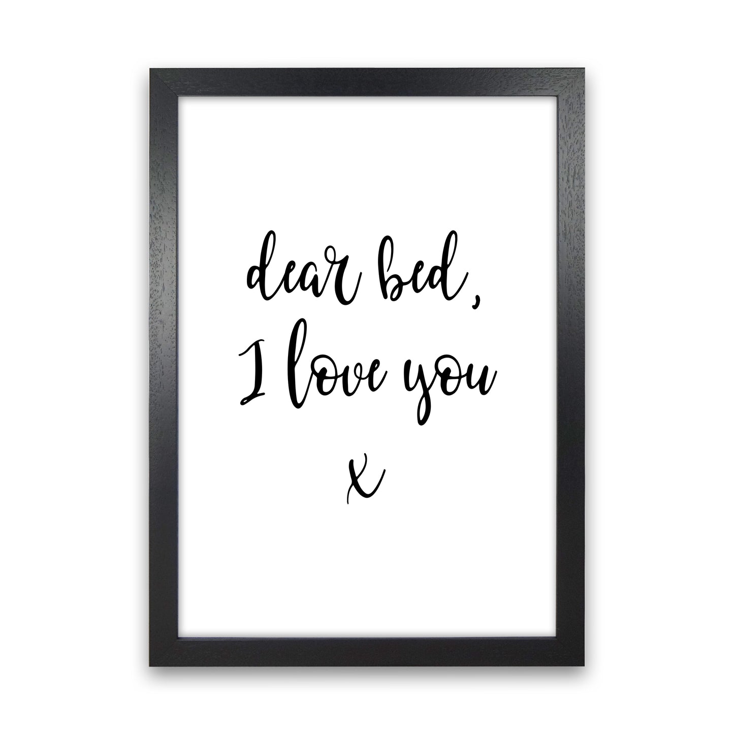 Dear Bed I Love You Art Print by Pixy Paper Black Grain