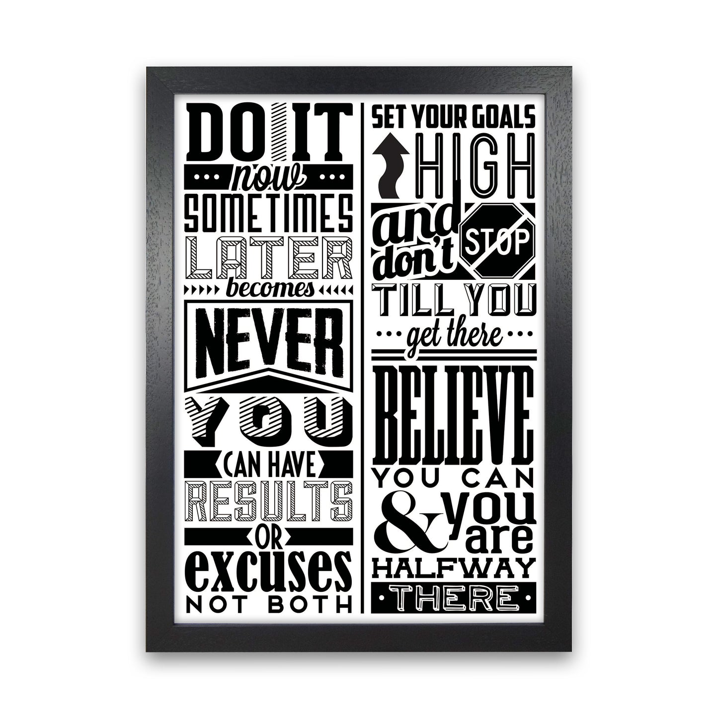 Do It Now Vintage Art Print by Pixy Paper Black Grain