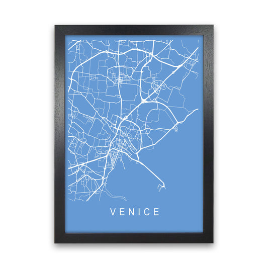 Venice Map Blueprint Art Print by Pixy Paper Black Grain