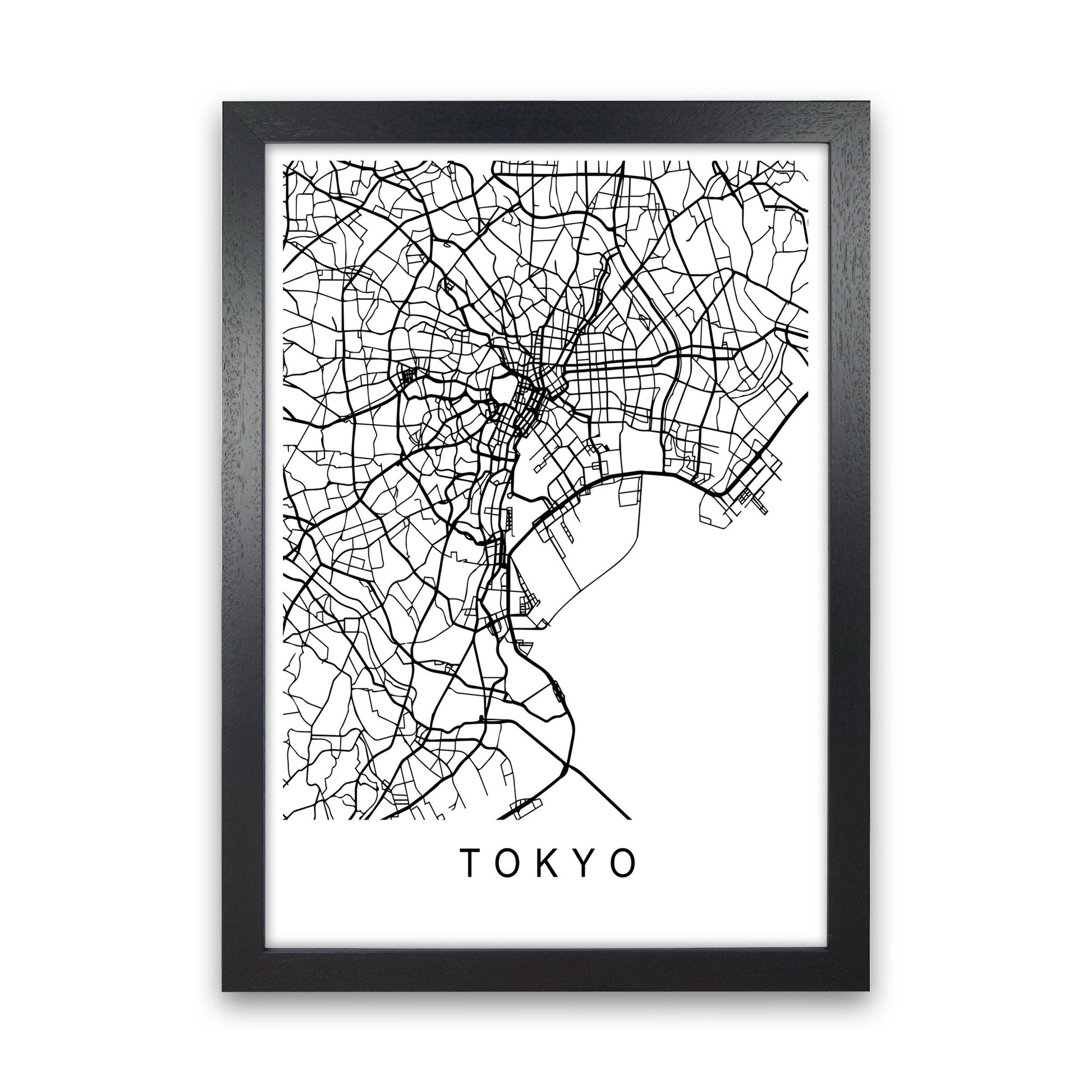 Tokyo Map Art Print by Pixy Paper Black Grain