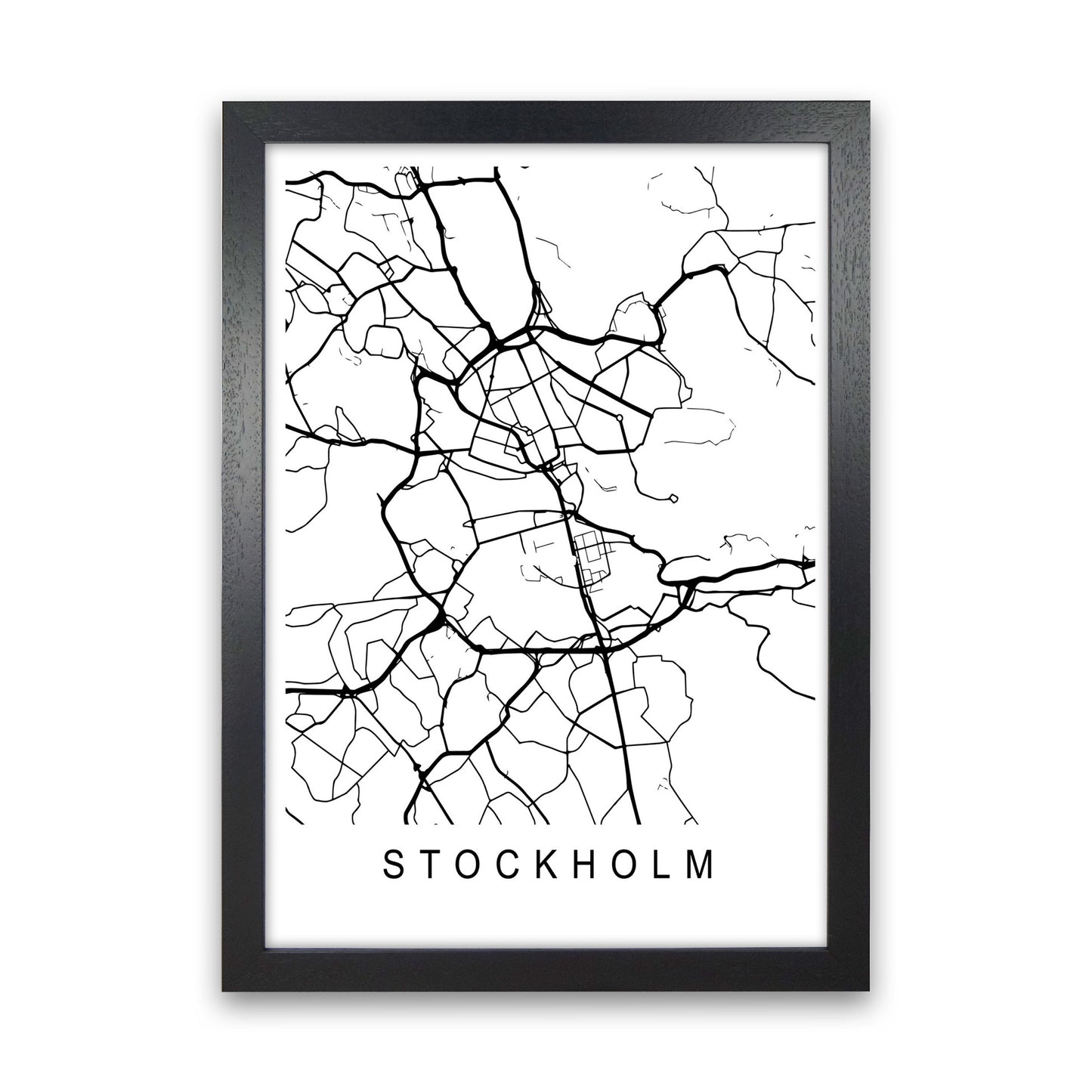 Stockholm Map Art Print by Pixy Paper Black Grain