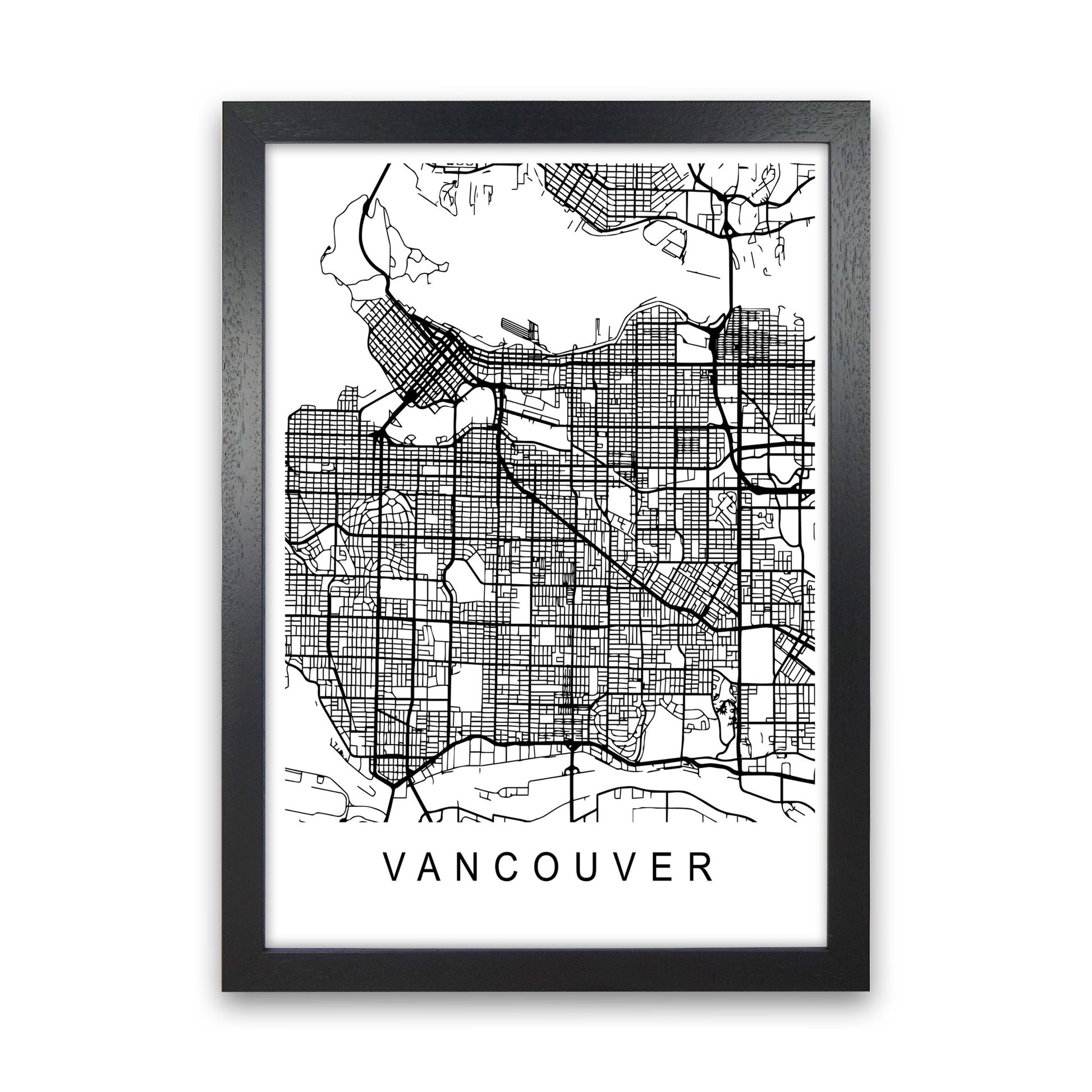 Vancouver Map Art Print by Pixy Paper Black Grain