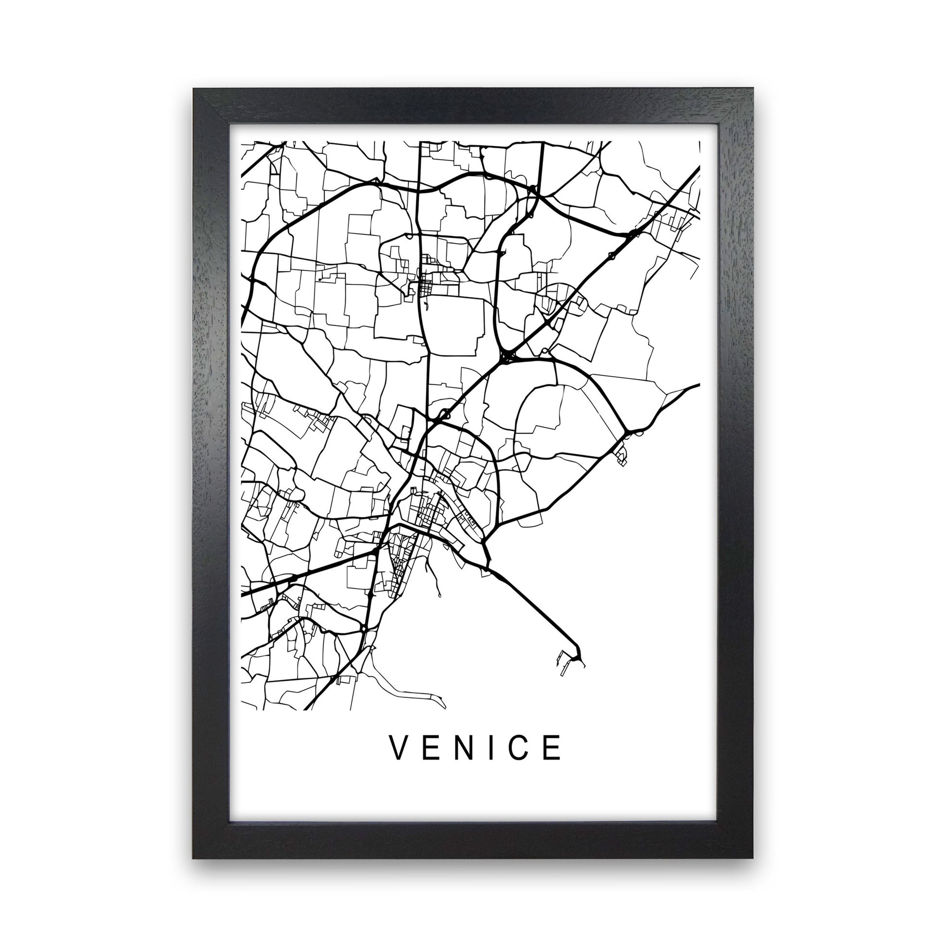 Venice Map Art Print by Pixy Paper Black Grain