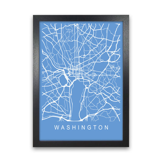 Washington Map Blueprint Art Print by Pixy Paper Black Grain