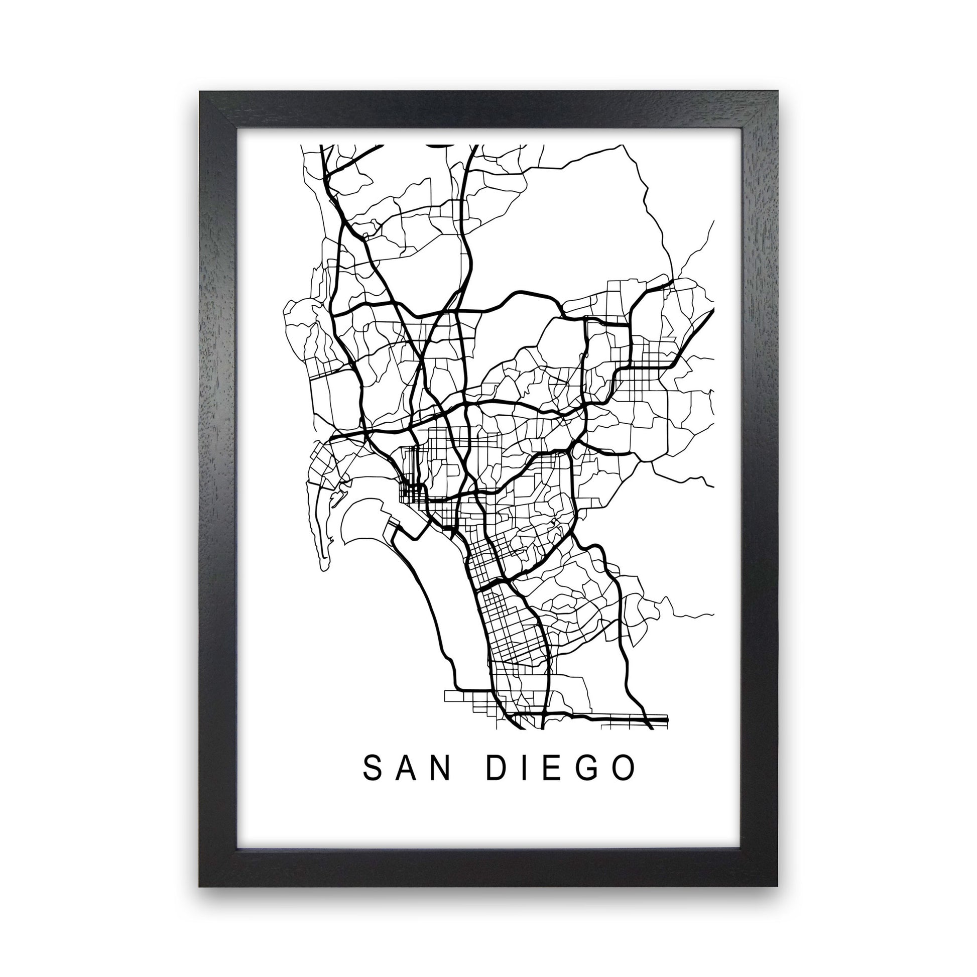 San Diego Map Art Print by Pixy Paper Black Grain