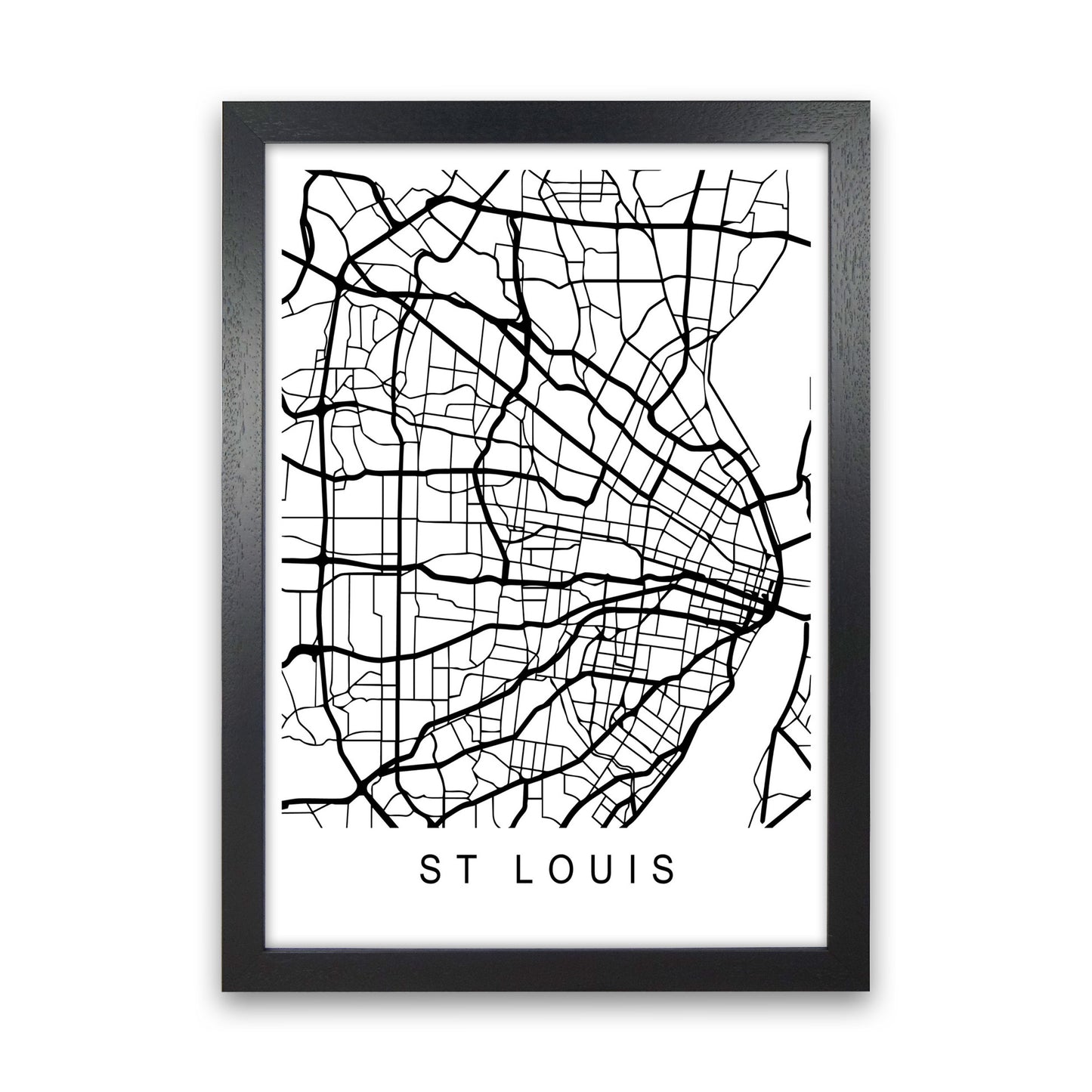 St Louis Map Art Print by Pixy Paper Black Grain