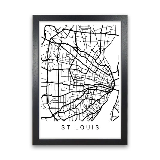 St Louis Map Art Print by Pixy Paper Black Grain