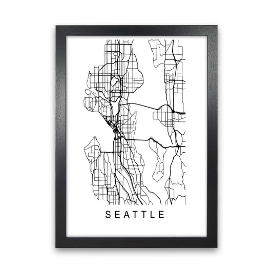 Seattle Map Art Print by Pixy Paper Black Grain