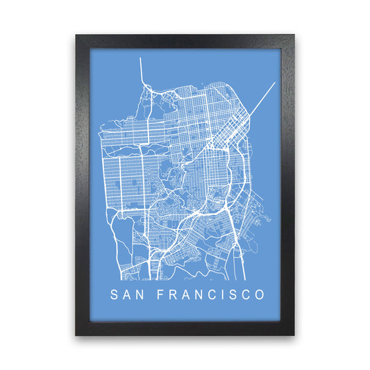 San Francisco Map Blueprint Art Print by Pixy Paper Black Grain