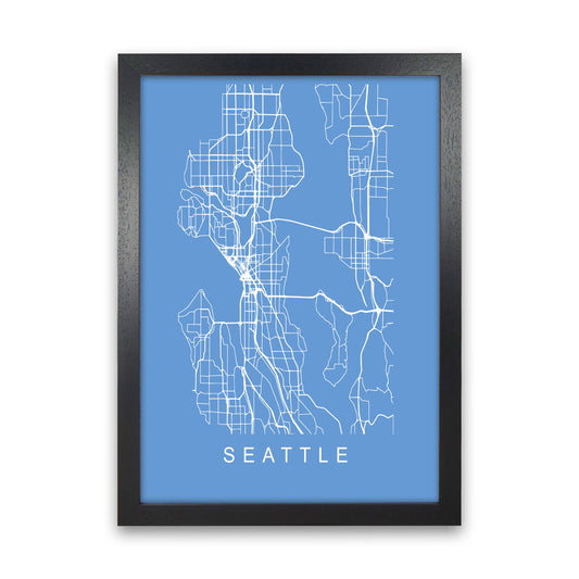 Seattle Map Blueprint Art Print by Pixy Paper Black Grain