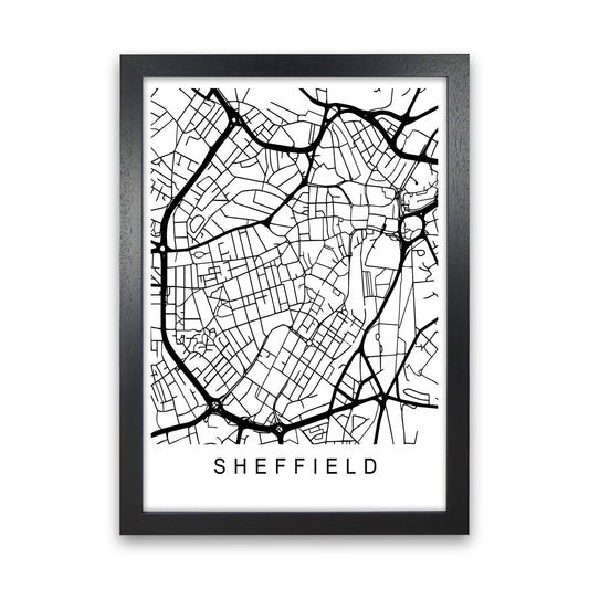 Sheffield Map Art Print by Pixy Paper Black Grain