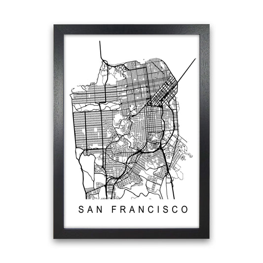 San Francisco Map Art Print by Pixy Paper Black Grain