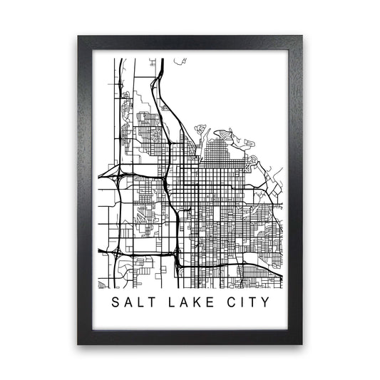 Salt Lake Map Art Print by Pixy Paper Black Grain