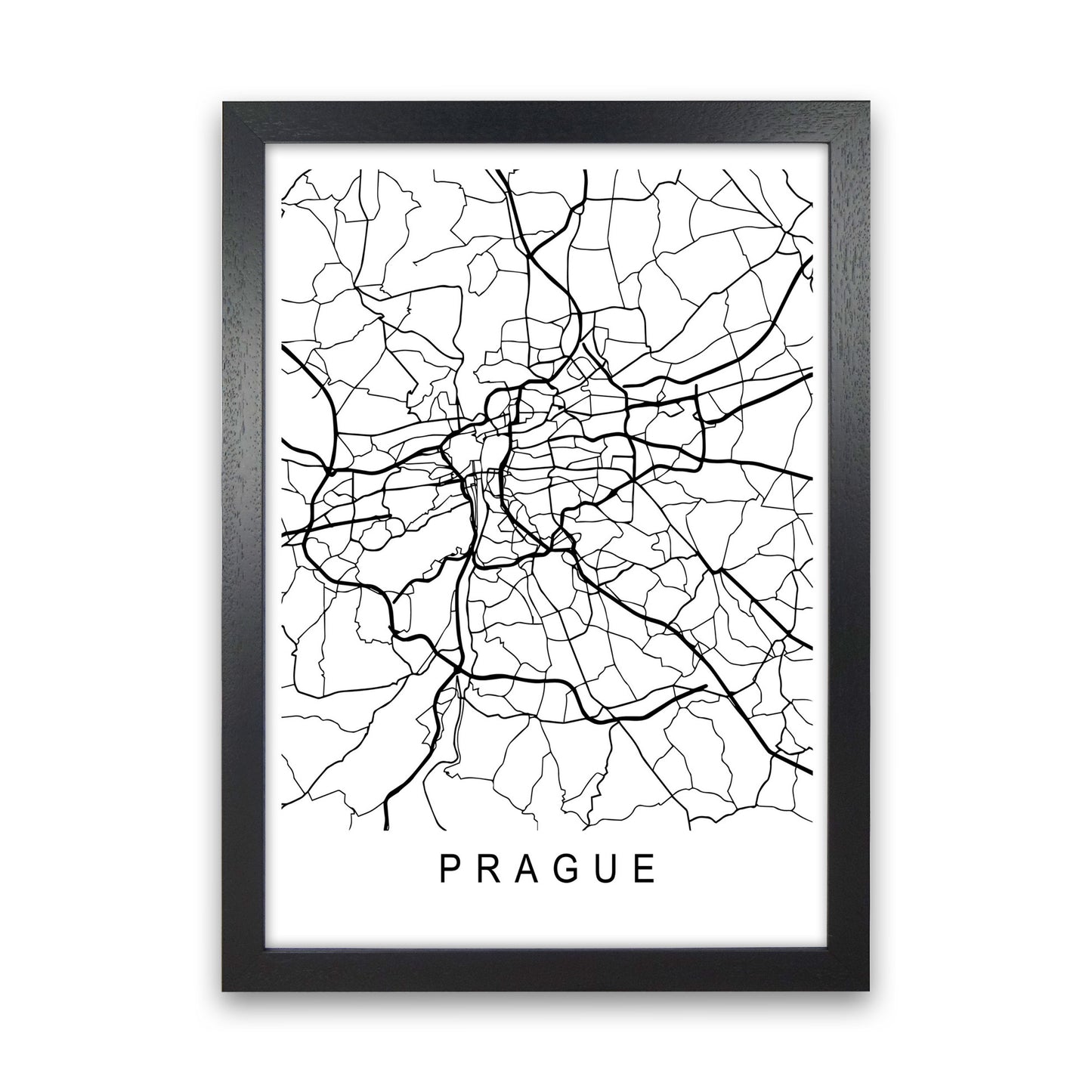 Prague Map Art Print by Pixy Paper Black Grain