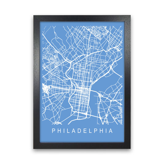 Philadelphia Map Blueprint Art Print by Pixy Paper Black Grain