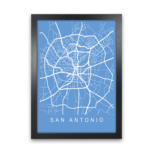 San Antonio Map Blueprint Art Print by Pixy Paper Black Grain