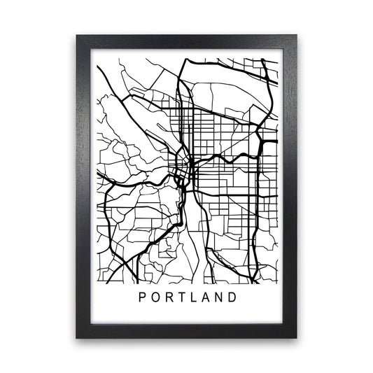 Portland Map Art Print by Pixy Paper Black Grain