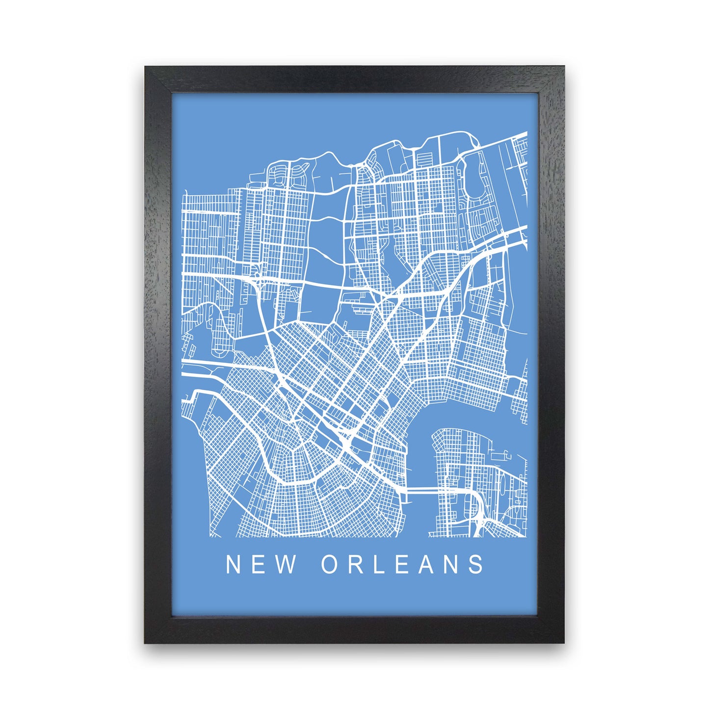New Orleans Map Blueprint Art Print by Pixy Paper Black Grain