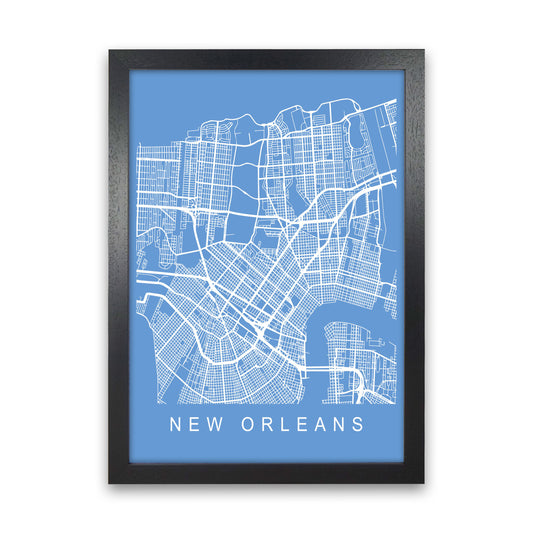 New Orleans Map Blueprint Art Print by Pixy Paper Black Grain
