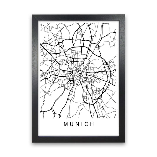 Munich Map Art Print by Pixy Paper Black Grain