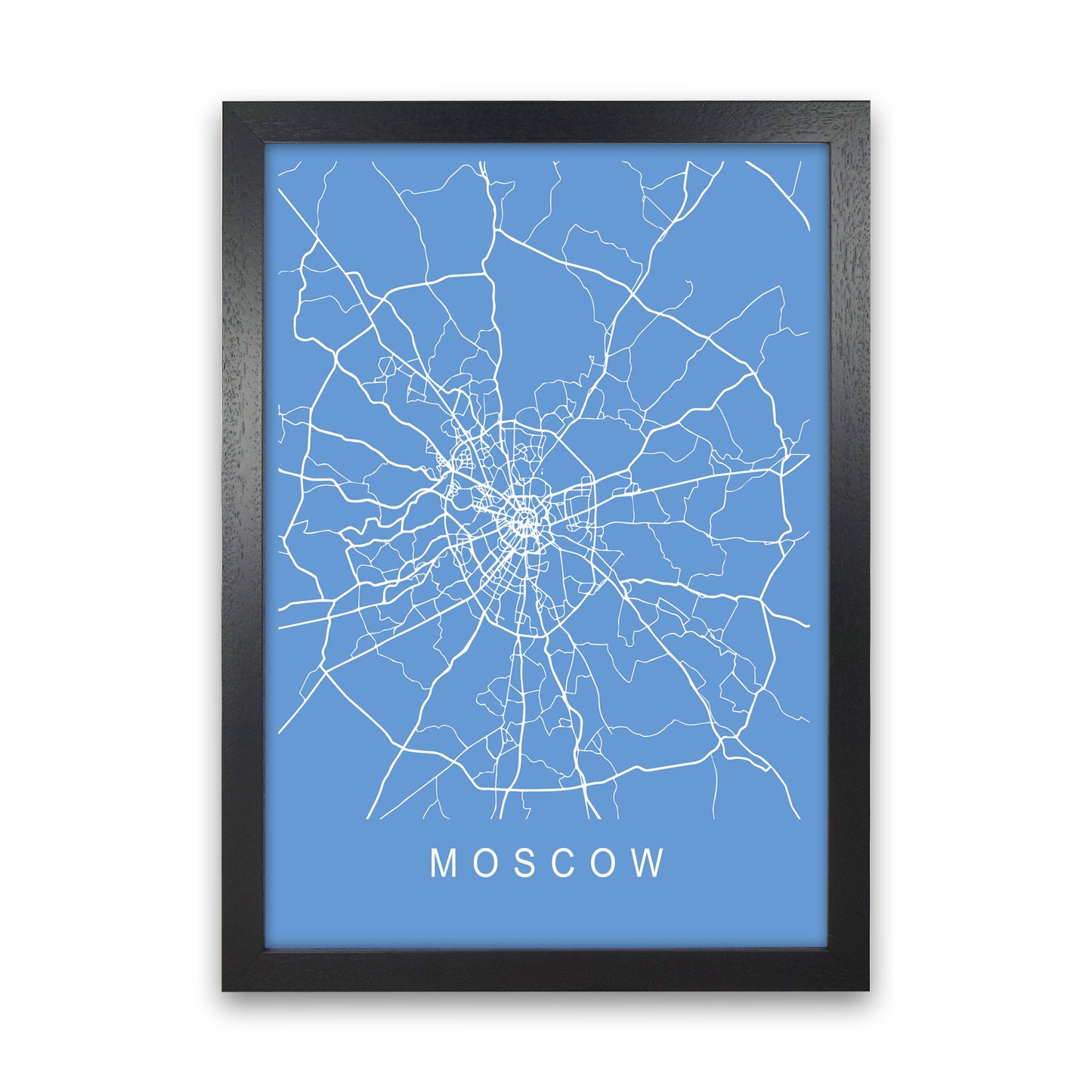 Moscow Map Blueprint Art Print by Pixy Paper Black Grain