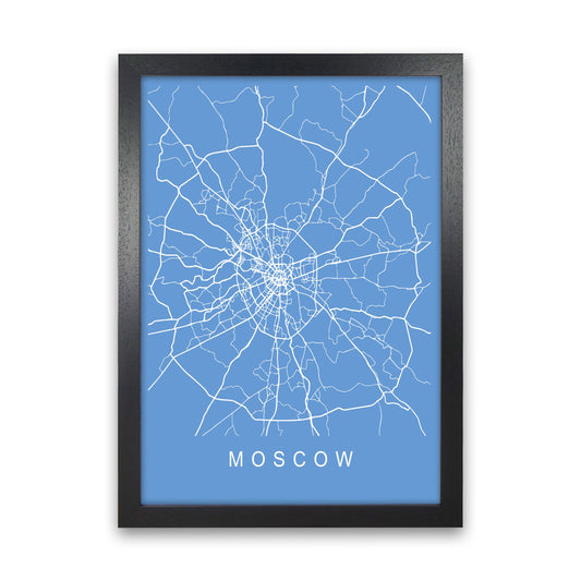 Moscow Map Blueprint Art Print by Pixy Paper Black Grain