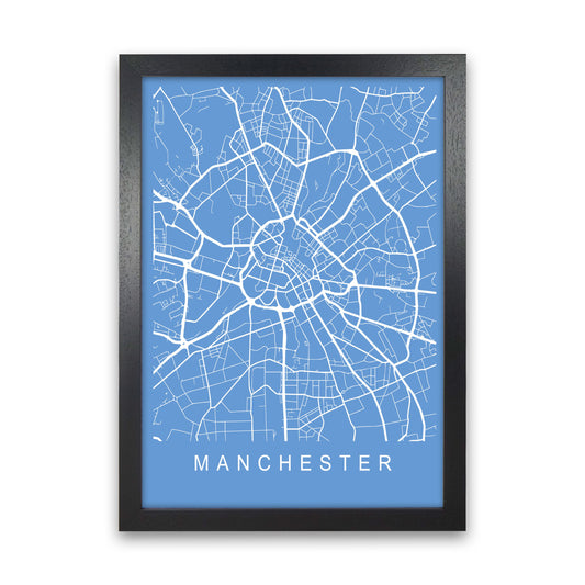Manchester Map Blueprint Art Print by Pixy Paper Black Grain