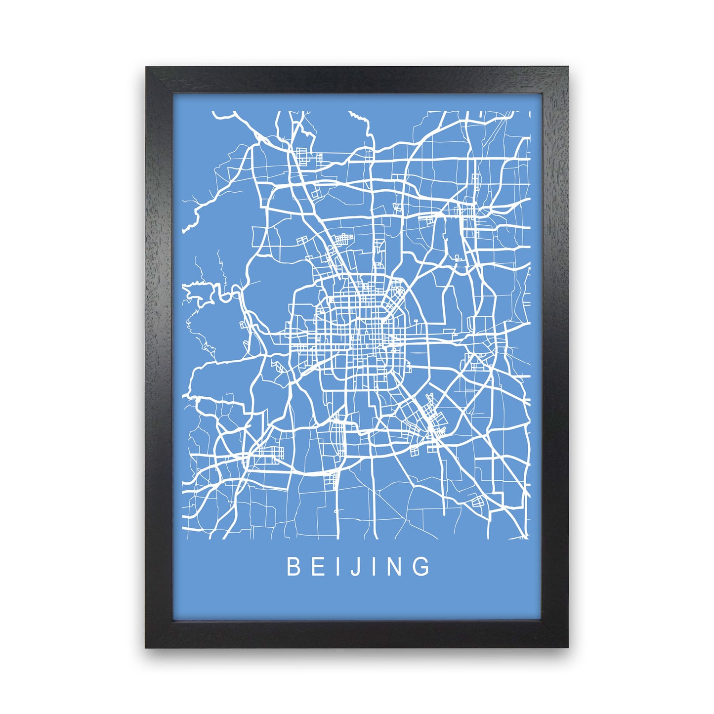 Beijing Map Blueprint Art Print by Pixy Paper Black Grain
