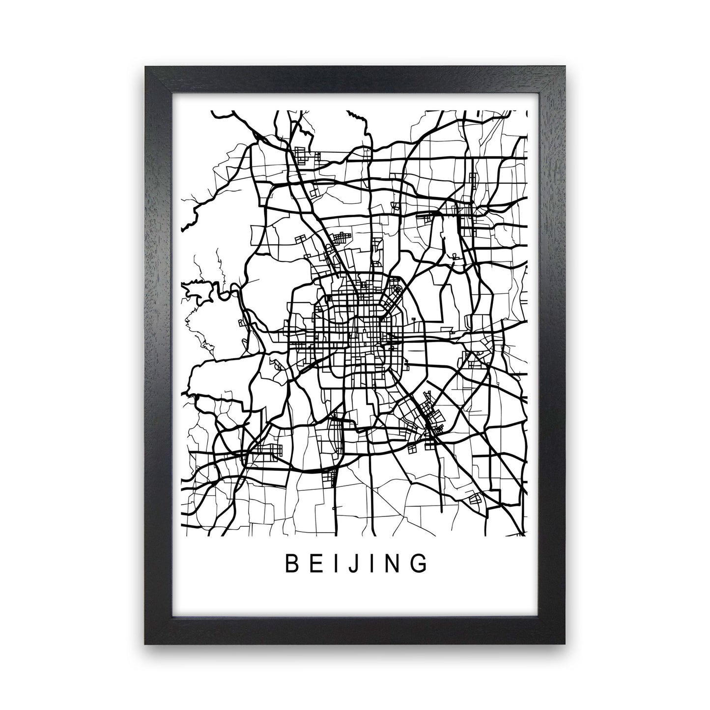 Beijing Map Art Print by Pixy Paper Black Grain