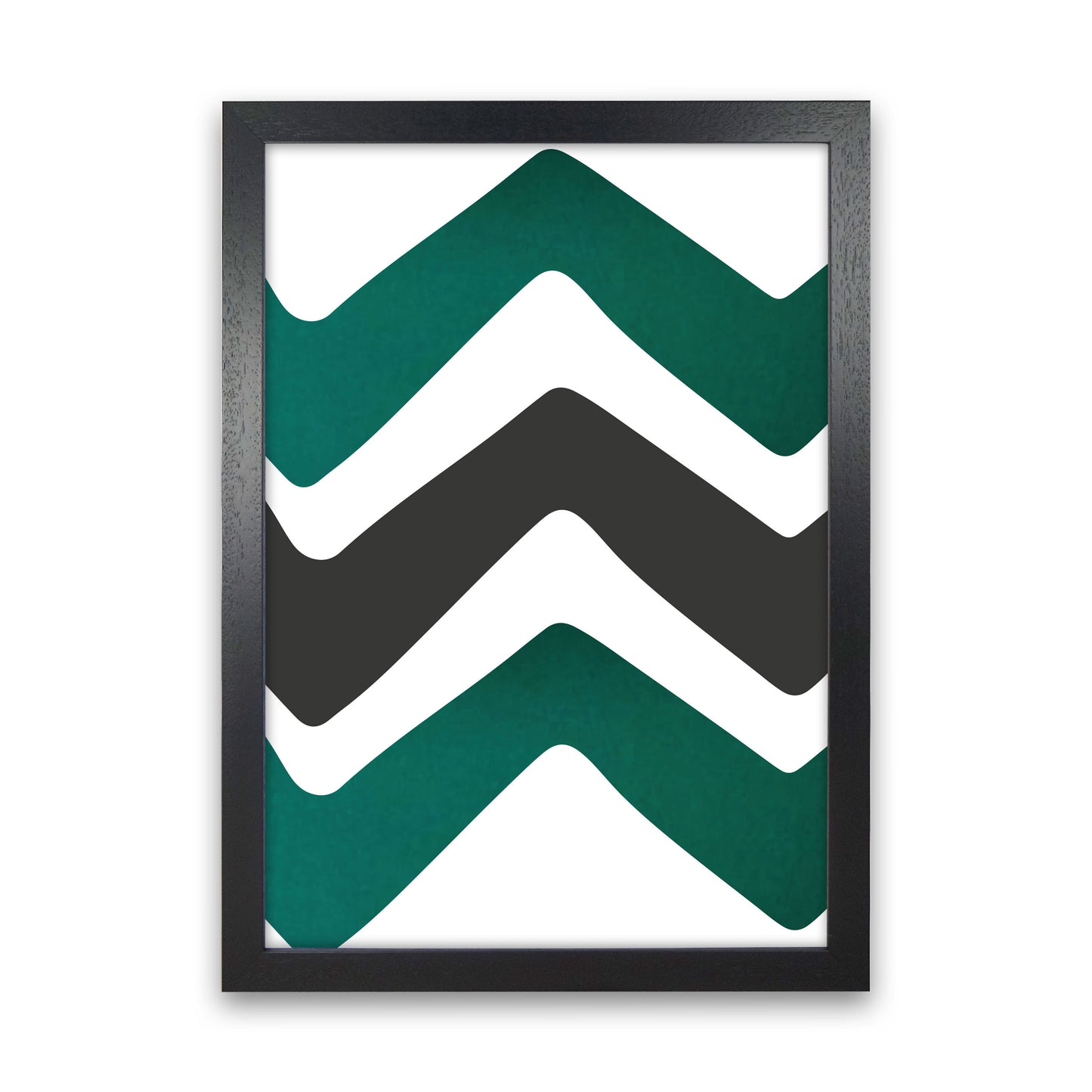 Zig zags emerald Art Print by Pixy Paper Black Grain