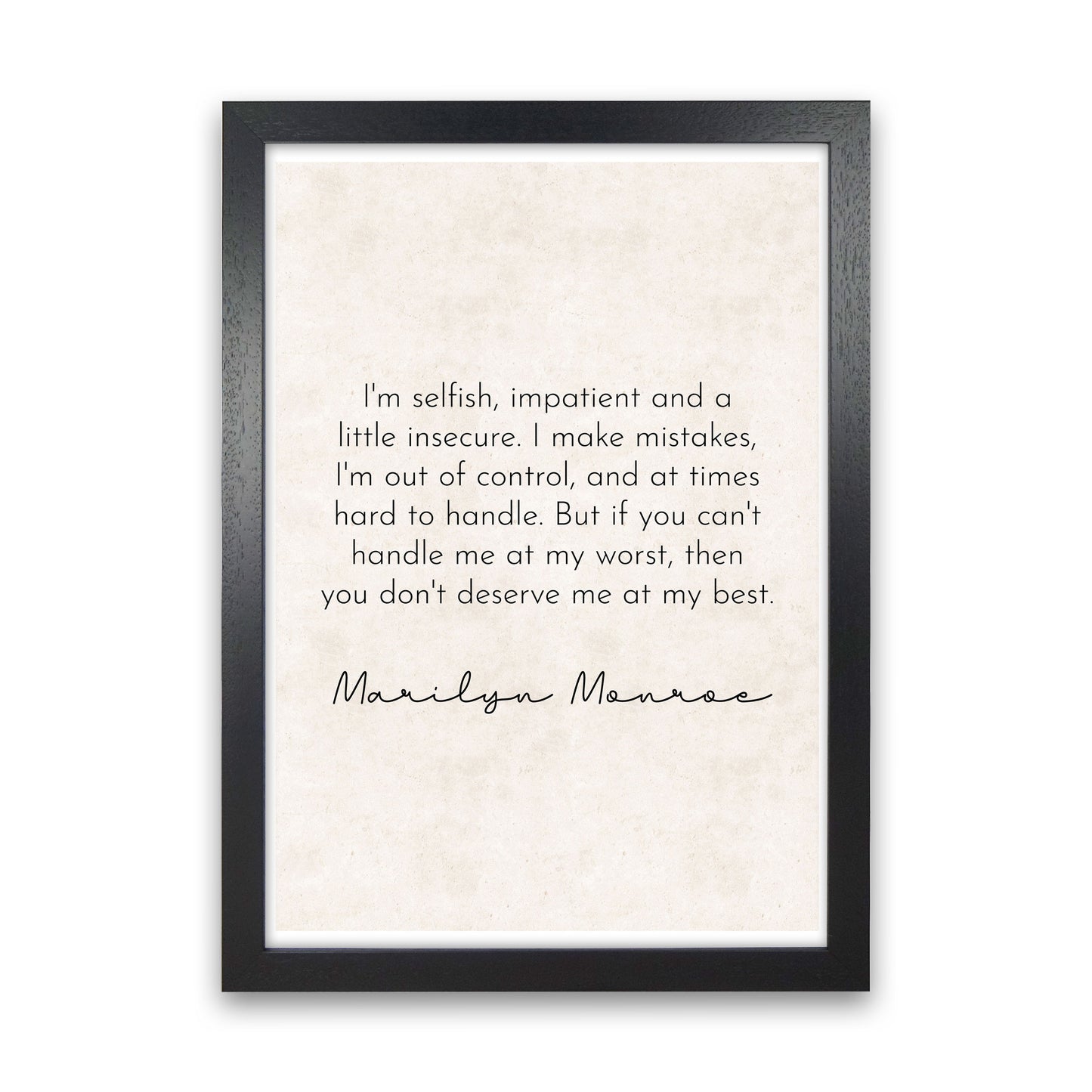 I'm Selfish - Marilyn Monroe Art Print by Pixy Paper Black Grain