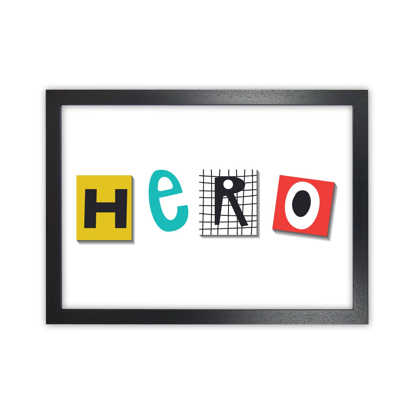 Hero typo Art Print by Pixy Paper Black Grain