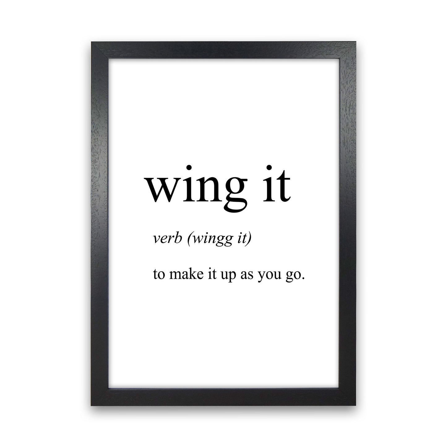 Wing It Definition Art Print by Pixy Paper Black Grain