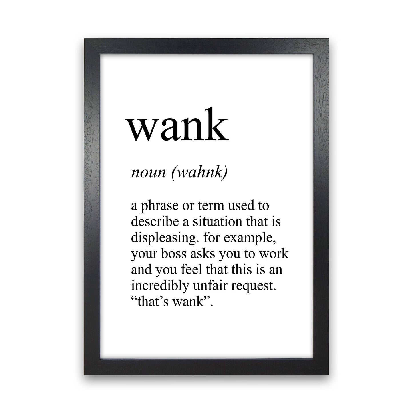 Wank Definition Art Print by Pixy Paper Black Grain