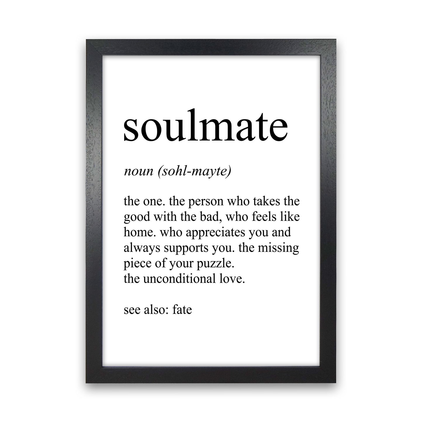 Soulmate Definition Art Print by Pixy Paper Black Grain